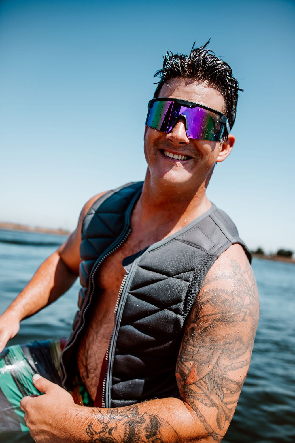 Retro Shades. Matte black/Purple Revo lens. Z87+